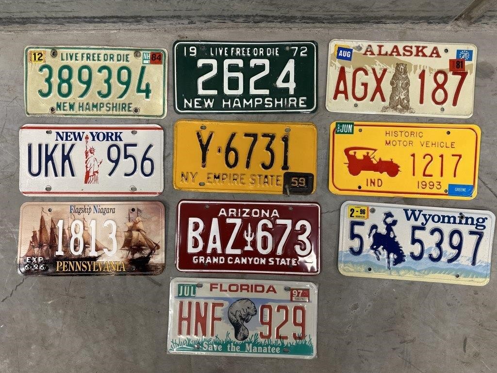 Selection 10 US Number Plates