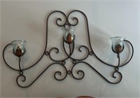 Wrought Iron Wall 3 Candle Holder