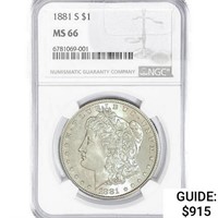 1881-S Morgan Silver Dollar NGC MS66