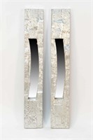 PAIR OF SILVER CLAD WRAPPED MIRRORS