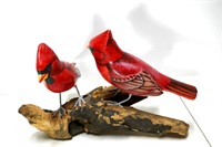 Wood Carved Cardinals 11"L