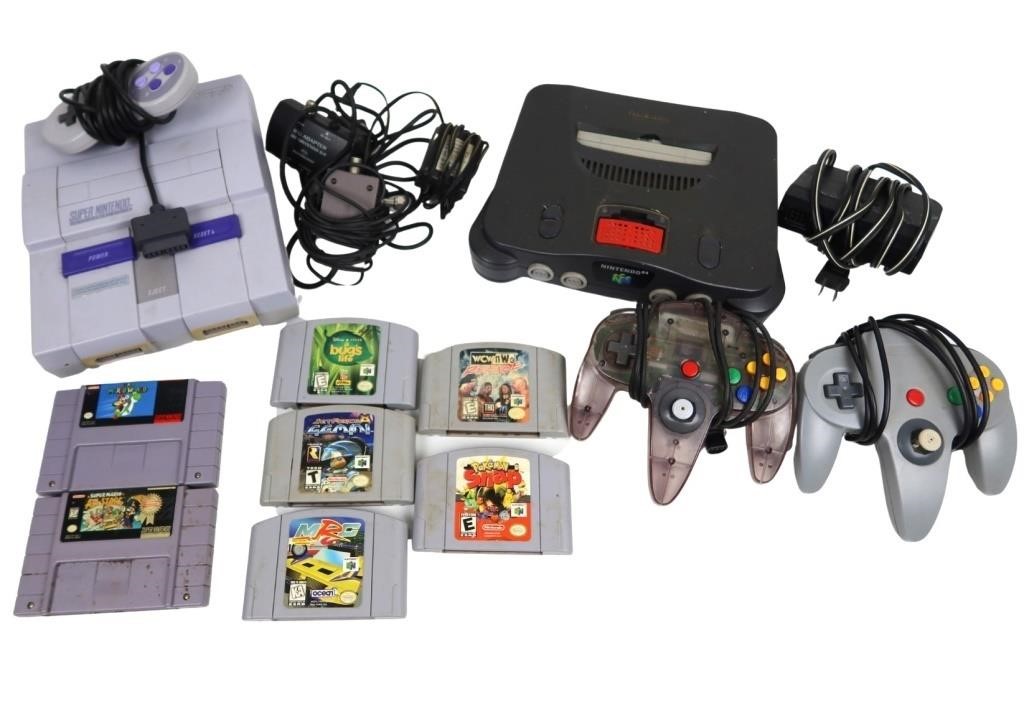 NINTENDO 64, SUPER NINTENDO, GAMES, CONTROLLERS +