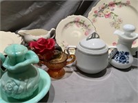 VTG HOMER LAUGHLIN VIRGINIA ROSE DISHES/SAUCERS