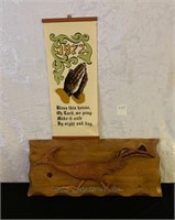 Wood Roadrunner Wall Plaque & Vintage Prayer
