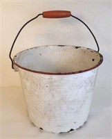 Red & White Enamelware Bucket - 11" x 8.75"