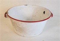 Red & White Enamelware Pot - 9.5" x 4.5"