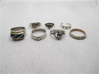 (7) Sterling Rings, Various Sizes