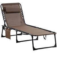 $88  Brown Metal Outdoor Reclining Chaise Lounge