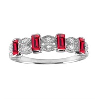Sterling Silver Red Crystal Bar Design Ring