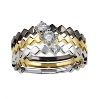 Sterling Silver Three-Tone Stackable Ring Set