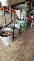 4 Galvanized Buckets & Misc in them