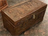 Highly Decorative Relief Carved Wood Trunk
