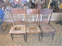 3 antique carved wooden chairs with high backs
