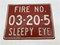 Fire #03-20-5 Sleepy Eye Metal Sign