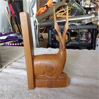 Wood carved Gazelle book end