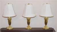 (B1) Lot of 3 Brass Bedside Lamps