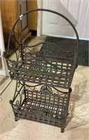 Black wrought iron Gothic two tiered standing