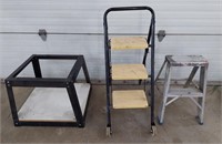 Metal rolling utility stand, 3 step ladder,
