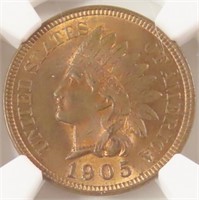 NGC GRADED 1905 INDIAN HEAD PENNY MS63RD 1C