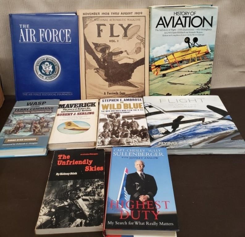 Lot of 9 Coffee Table Books & Novels of Aviation