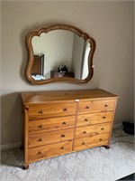 Wooden Dresser & Mirror Combo