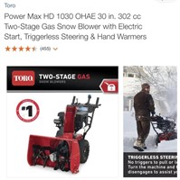 Toro PowerMax HD 1030 OHAE SnowBlower