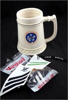 U S Navy Nimitz Lg Ceramic Stein & Patches