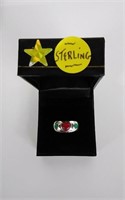 Designer Sterling Ring Red Heart Stone with