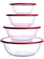 Glass Mixing Bowl with Lids Set, 8 PCS