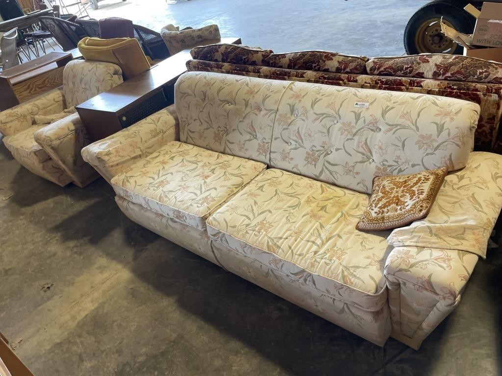 White Floral Couch & Chair