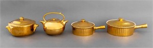 French Golden Ceramic Ovenware Group, 4 Pieces