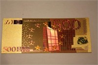 24K Gold 500 Euro Banknote Double Sided