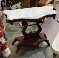 Marble top parlor hall harp table - marble top has