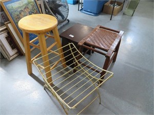 4 wooden & metal stools