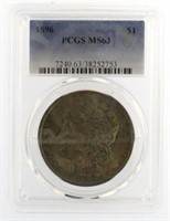 1896 MS63 Rainbow Toned Morgan Silver Dollar