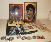 Elvis collectibles including clock, mirror,