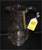 Etched Glass Serving Pitcher