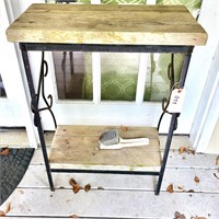 Wrought Iron & Wood Plant Stand