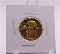 1929 Gold Plated Standing Liberty Quarter