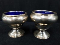 Pair of vintage silver plated salt dishes with