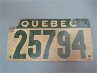 License Plate/Plaque d'immatriculation 1920 QC