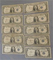 (10) 1957 $1 Silver Certificates.