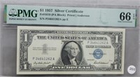 1957 PMG 66 GEM UNC $1 Silver Certificate.