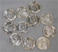 (11) GEM UNC 40% Silver Kennedy Half Dollars.