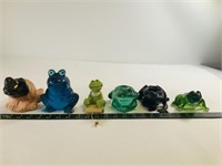 Glass, ceramic, frog statues