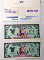 (10) Disney Dollars 1990 $5 Goofy Consecutive #s