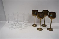 Brass Decorated Stemware and Wine Glasses