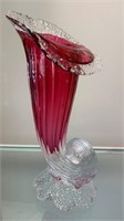 Vintage Cranberry Glass Cornucopia