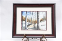 Original Watercolor Signed Artwork - Winter Scene