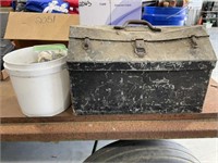 Metal Tool Box, Bucket of Rivets and Miscellaneous